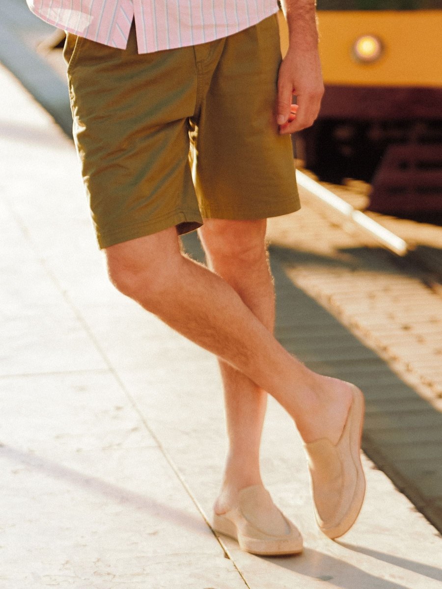 Norfolk Khaki Green Relaxed Fit Chino Shorts - RUTHERFORD & Co