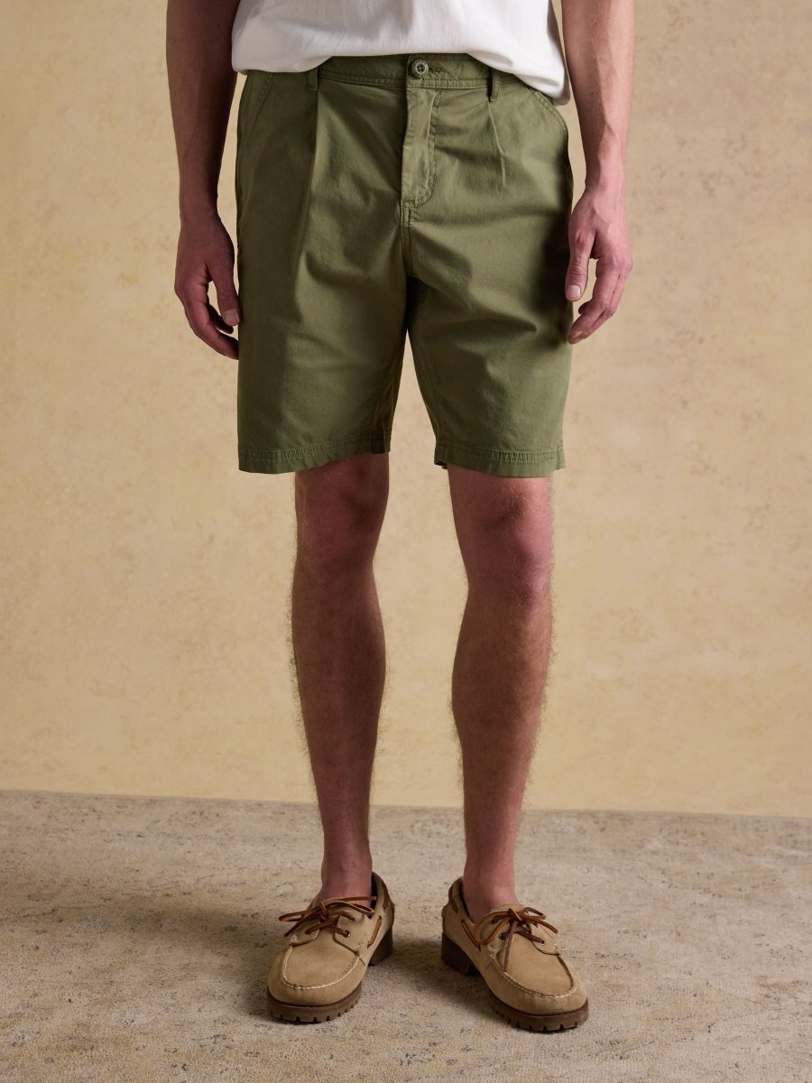 Norfolk Khaki Green Relaxed Fit Chino Shorts - RUTHERFORD & Co