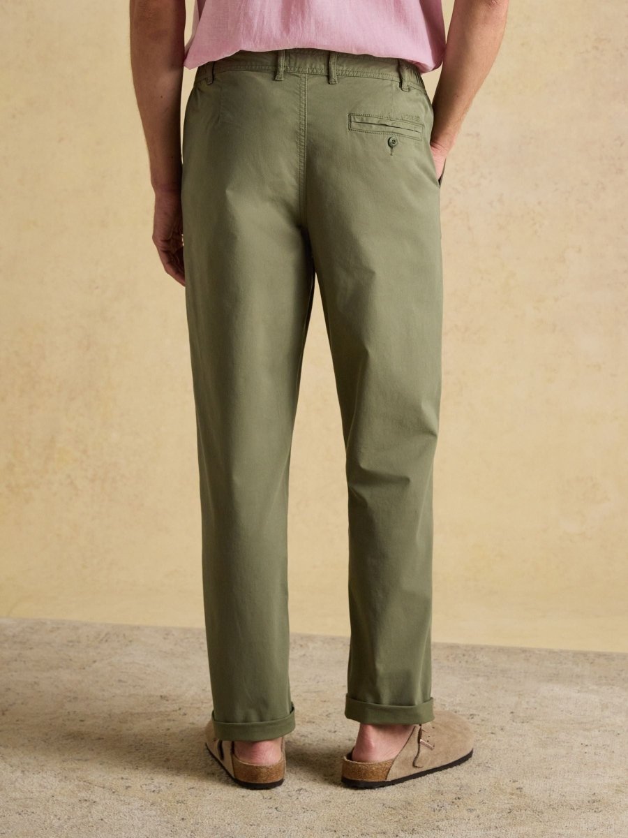 Norfolk Khaki Green Relaxed Fit Chino Trousers - RUTHERFORD & Co