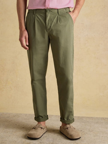 Norfolk Khaki Green Relaxed Fit Chino Trousers - RUTHERFORD & Co