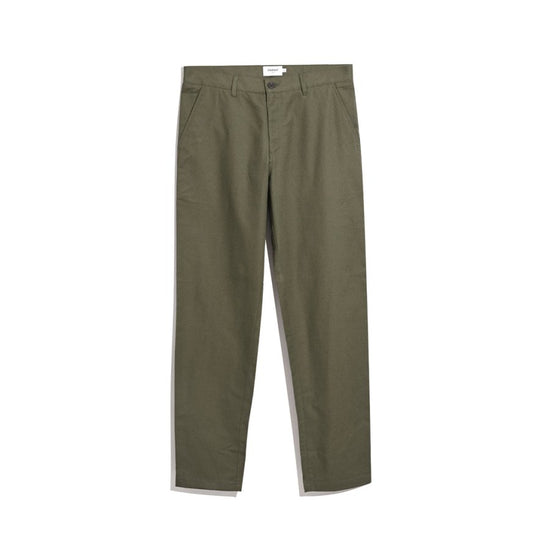 Norwood Regular Fit Cotton Hopsack Trousers In Olive Green - RUTHERFORD & Co