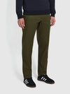 Norwood Regular Fit Cotton Hopsack Trousers In Olive Green - RUTHERFORD & Co