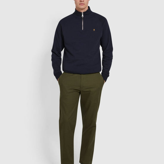 Norwood Regular Fit Cotton Hopsack Trousers In Olive Green - RUTHERFORD & Co