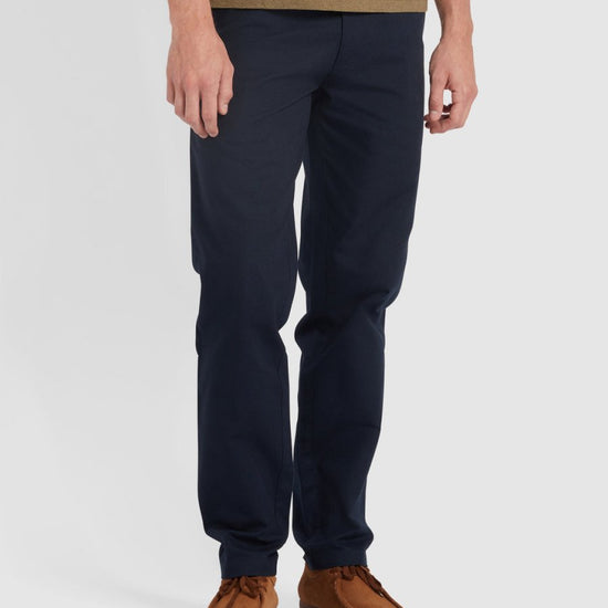 Norwood Regular Fit Cotton Hopsack Trousers In True Navy - RUTHERFORD & Co