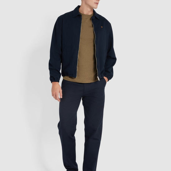 Norwood Regular Fit Cotton Hopsack Trousers In True Navy - RUTHERFORD & Co
