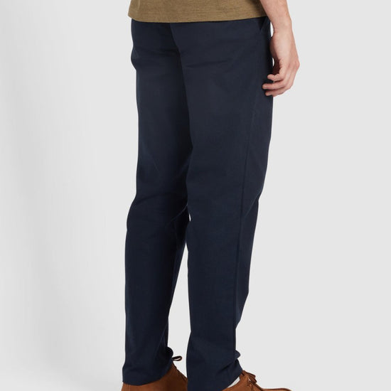 Norwood Regular Fit Cotton Hopsack Trousers In True Navy - RUTHERFORD & Co