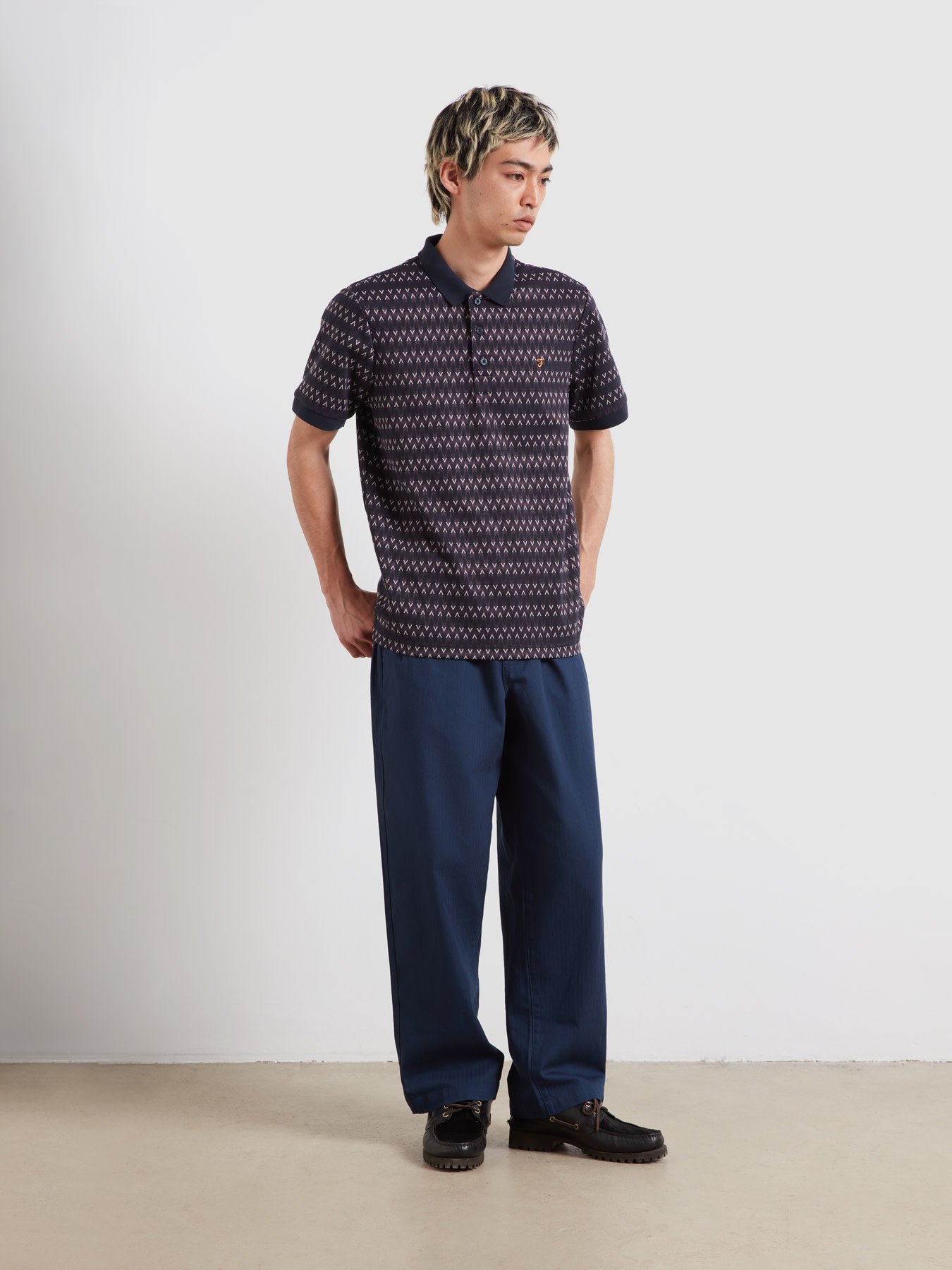 Galen Jacquard Polo Shirt In True Navy