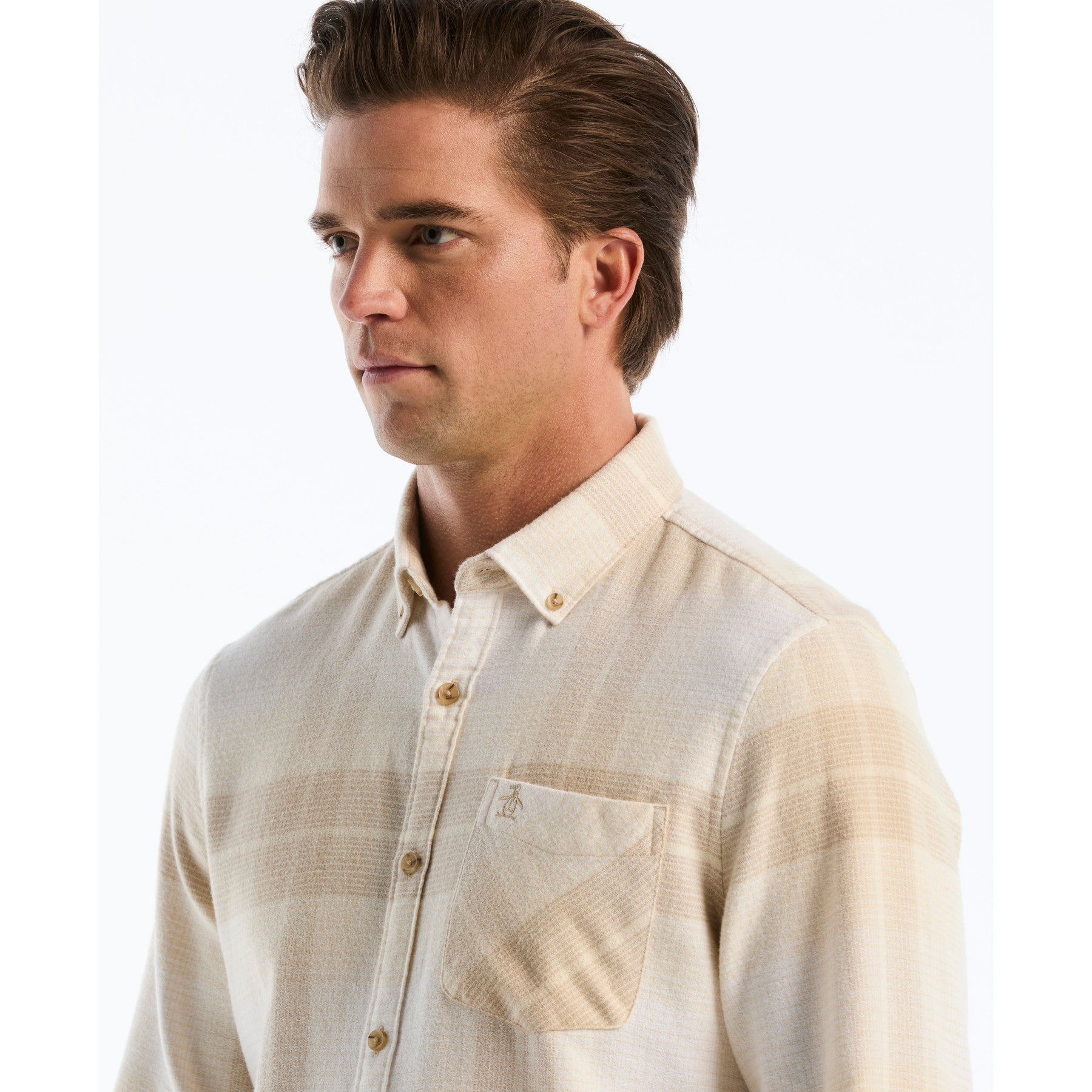 Lightweight Plaid Flannel Shirt In Birch