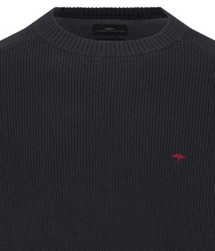 O-Neck, Structure, Supersoft - Navy - RUTHERFORD & Co