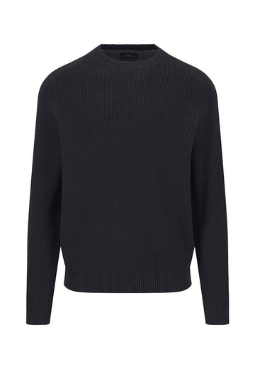 O-Neck, Structure, Supersoft - Navy - RUTHERFORD & Co