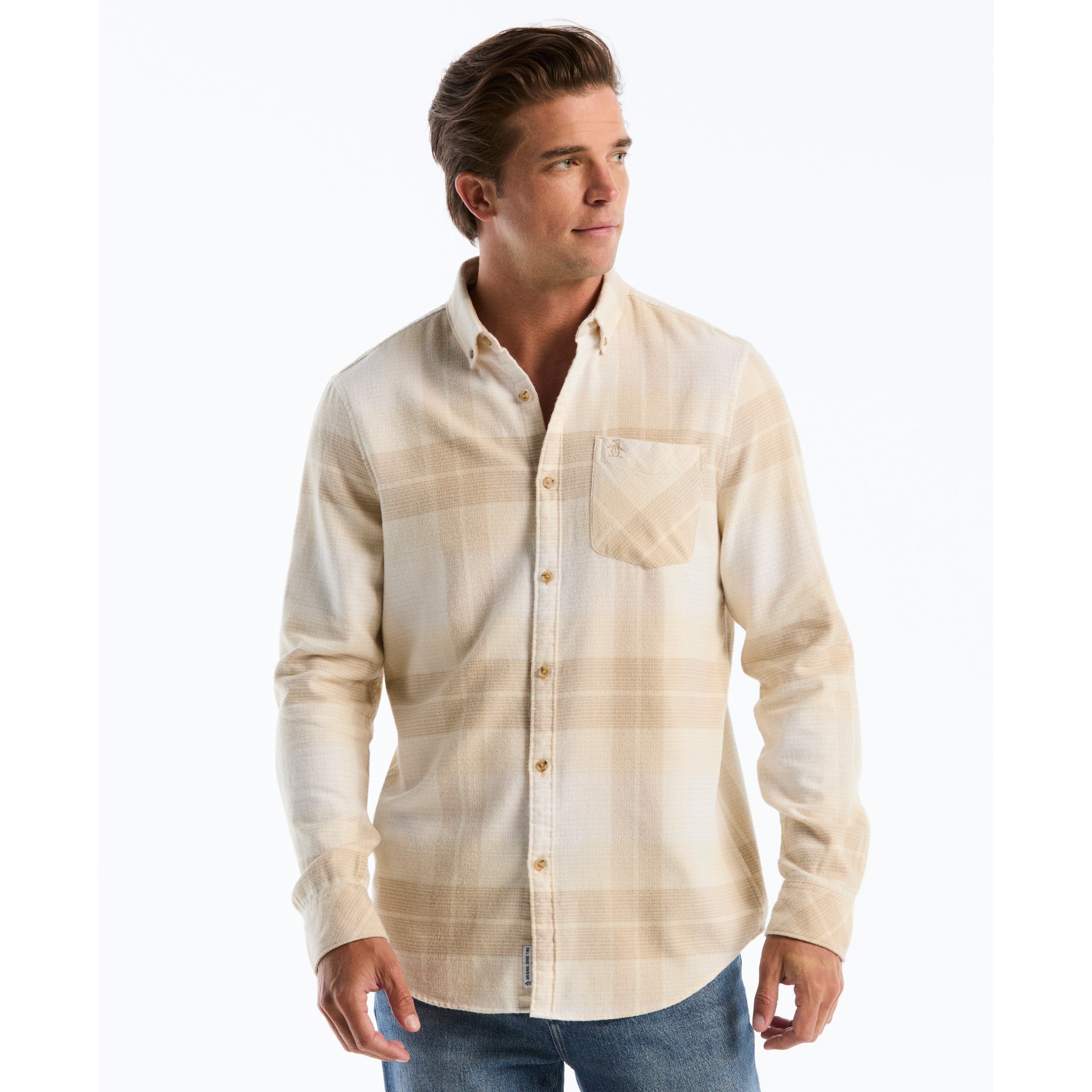 Lightweight Plaid Flannel Shirt In Birch