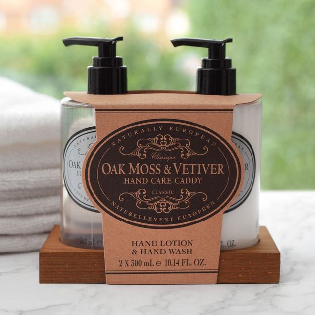 Oak Moss and Vetiver Hand Care Caddy 2 x 300ml - RUTHERFORD & Co