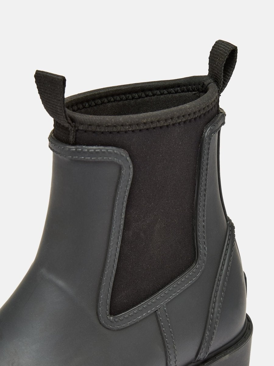 Oakfield Black Short Neoprene - Lined Wellies - RUTHERFORD & Co