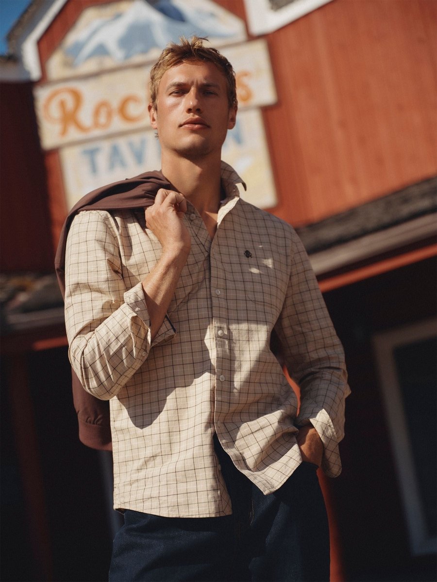Oat Long Sleeve Brushed Flannel Shirt - RUTHERFORD & Co