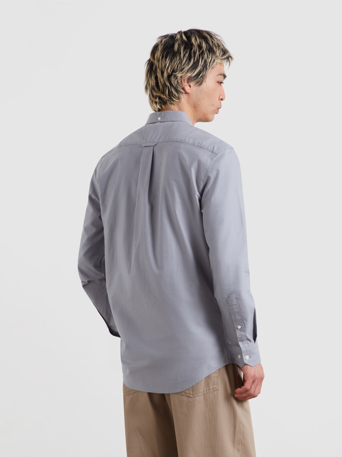 Brewer Slim Fit Organic Cotton Oxford Shirt In Icelandic Blue
