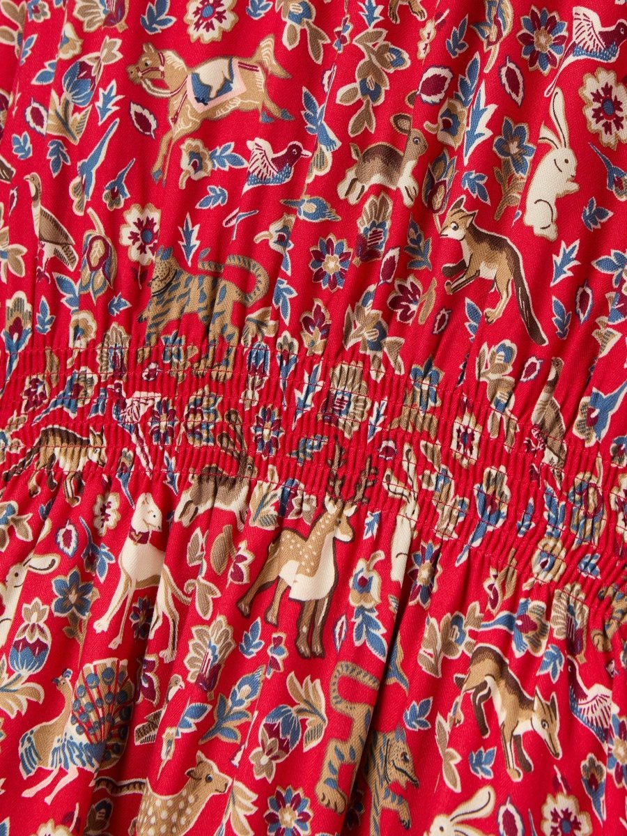 Odelia Red Animals Printed Dress - RUTHERFORD & Co