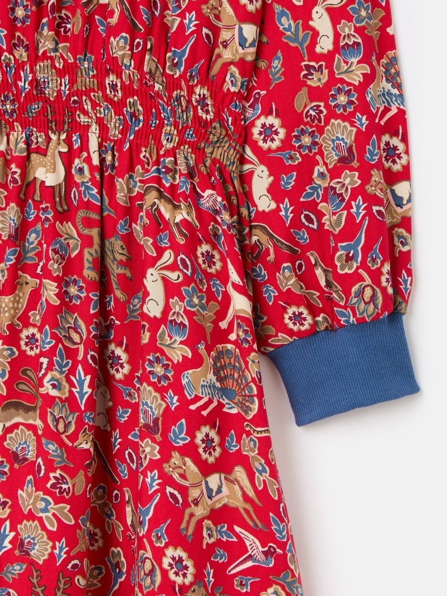 Odelia Red Animals Printed Dress - RUTHERFORD & Co