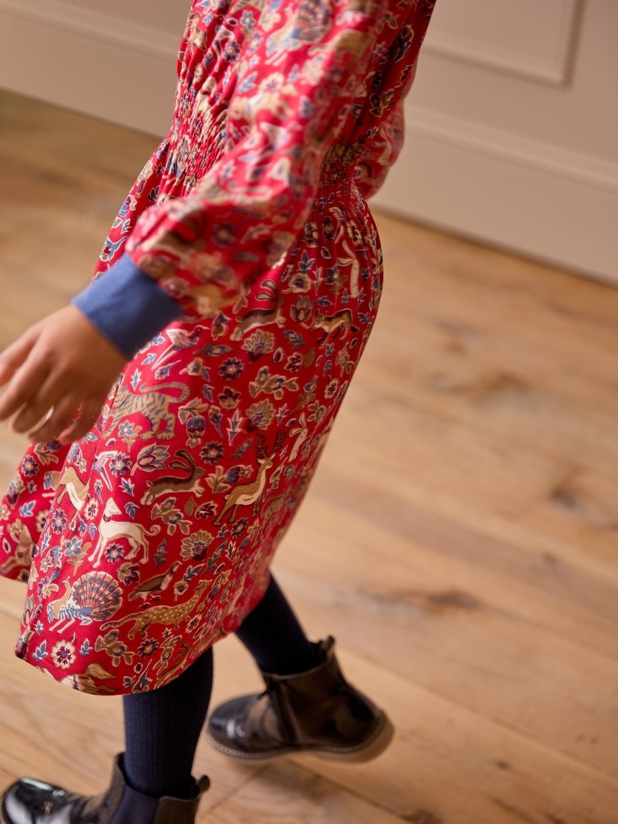 Odelia Red Animals Printed Dress - RUTHERFORD & Co