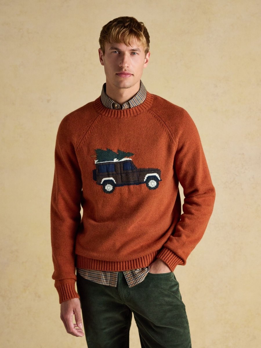 Offroad Orange Crew Neck Christmas Jumper - RUTHERFORD & Co