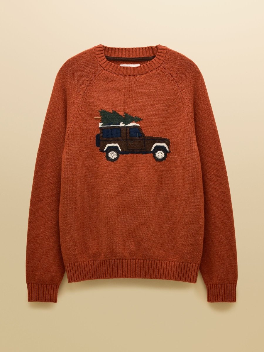 Offroad Orange Crew Neck Christmas Jumper - RUTHERFORD & Co