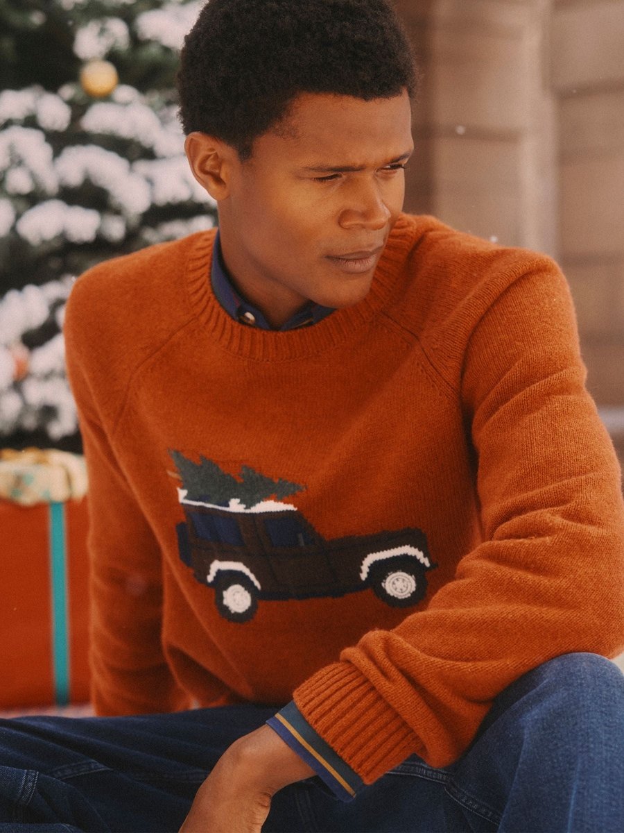 Offroad Orange Crew Neck Christmas Jumper - RUTHERFORD & Co