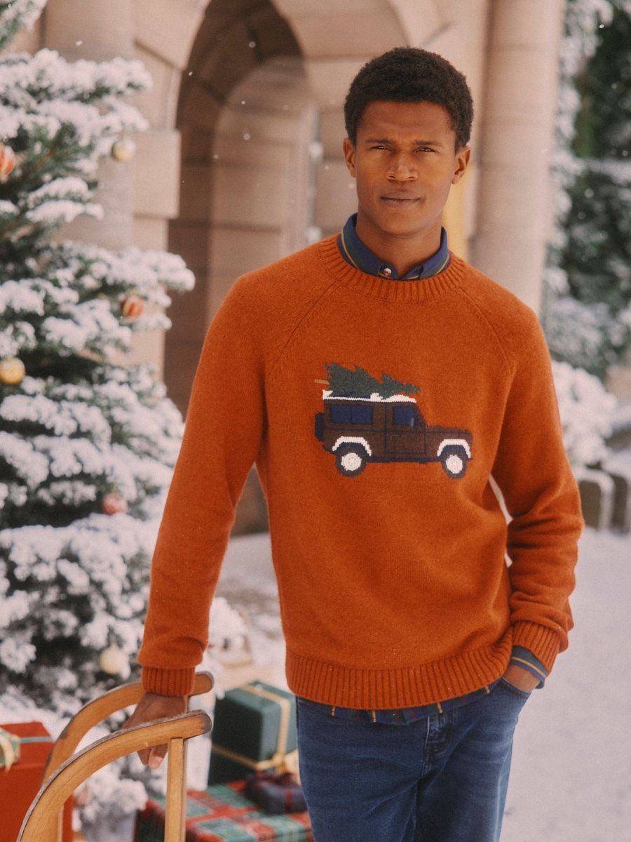 Offroad Orange Crew Neck Christmas Jumper - RUTHERFORD & Co