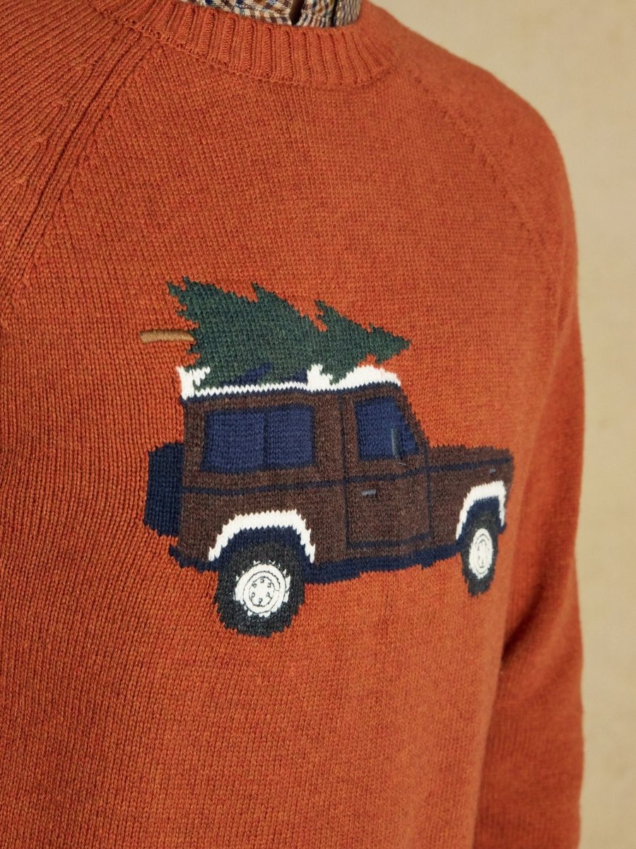 Offroad Orange Crew Neck Christmas Jumper - RUTHERFORD & Co