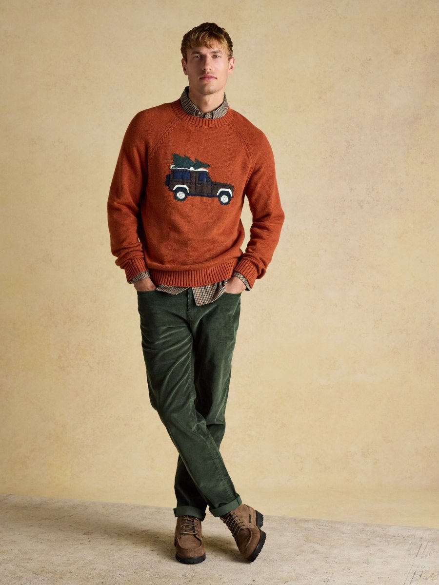 Offroad Orange Crew Neck Christmas Jumper - RUTHERFORD & Co