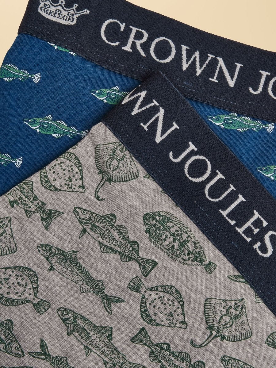 Oh My Cod Navy/Grey Cotton Jersey Boxer Shorts 2 Pack - RUTHERFORD & Co