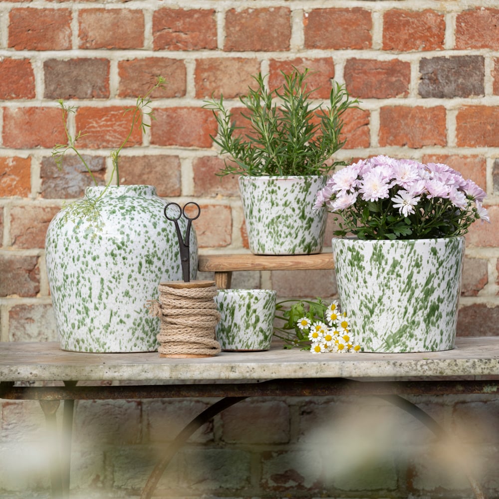 Old Style Dutch Pot Green Splatter - RUTHERFORD & Co