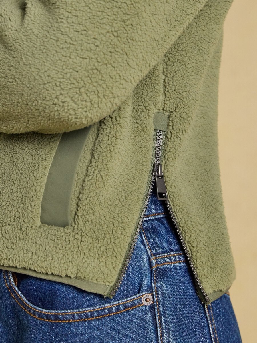 Olive Green Cropped Quarter Zip Fleece - RUTHERFORD & Co
