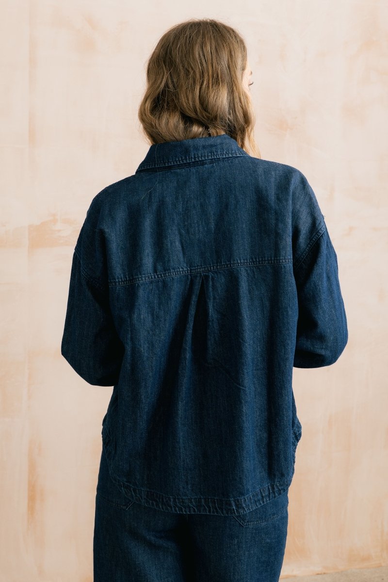 Olivia Denim Shirt Jacket Dark Wash - RUTHERFORD & Co