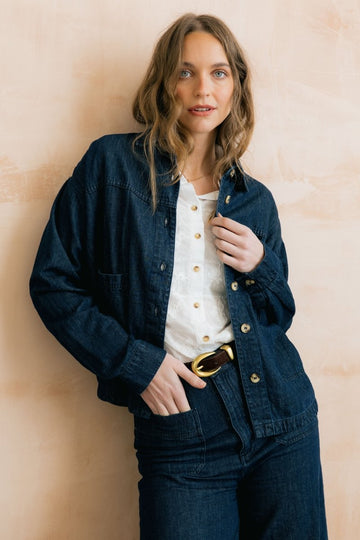 Olivia Denim Shirt Jacket Dark Wash - RUTHERFORD & Co