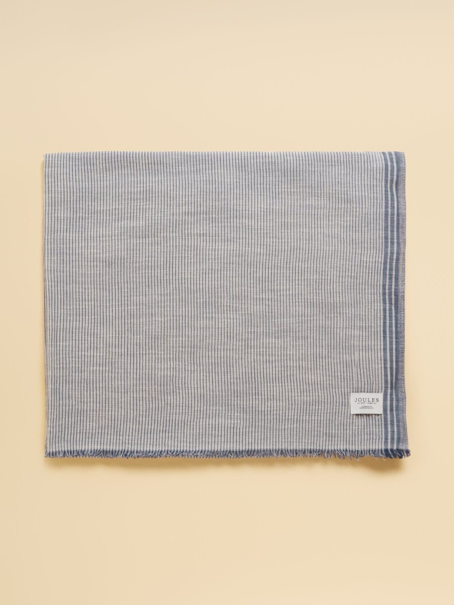 Orla Navy Stripe Printed Scarf - RUTHERFORD & Co