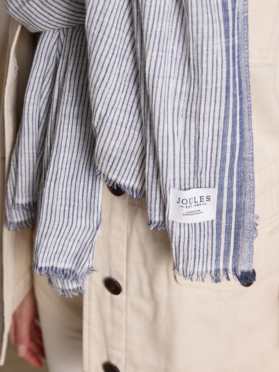 Orla Navy Stripe Printed Scarf - RUTHERFORD & Co