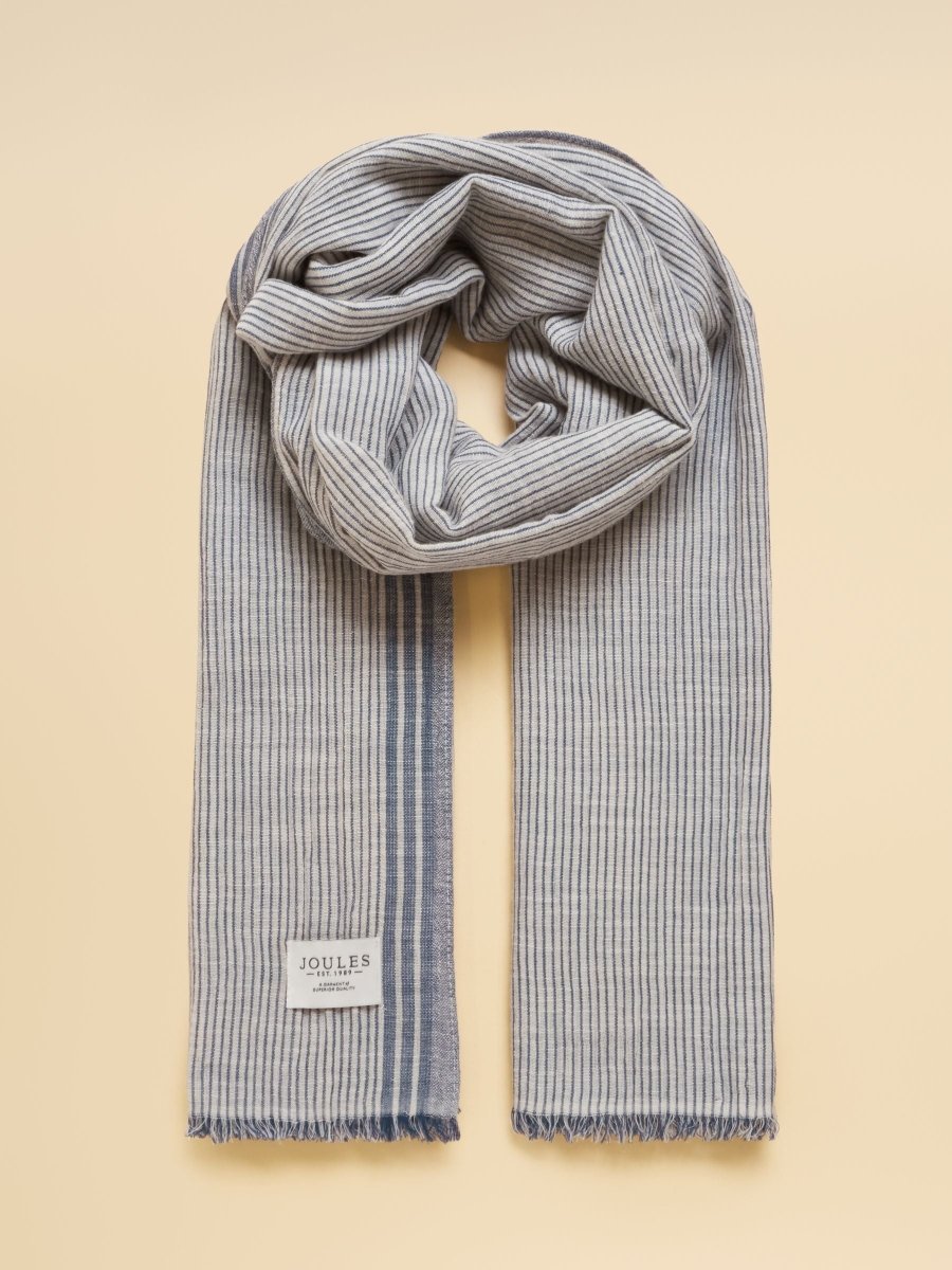 Orla Navy Stripe Printed Scarf - RUTHERFORD & Co
