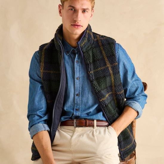 Otis Navy Borg Fleece Gilet - RUTHERFORD & Co