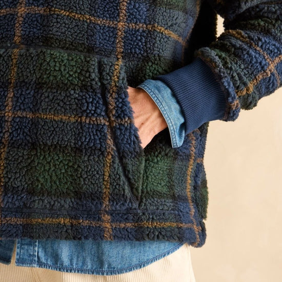 Otis Navy Check Borg Fleece - RUTHERFORD & Co