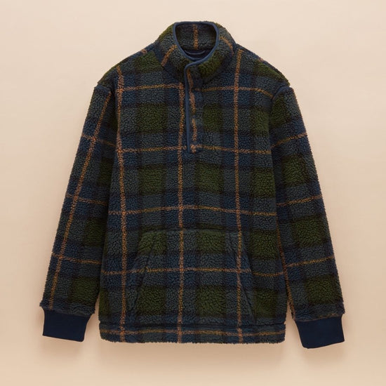 Otis Navy Check Borg Fleece - RUTHERFORD & Co