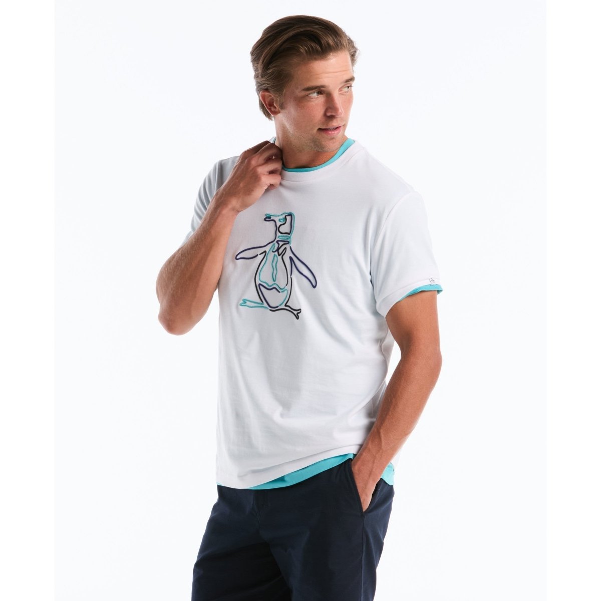 Outline Pete Graphic T-Shirt In Bright White - RUTHERFORD & Co