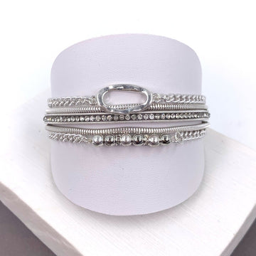 Oval element multichain magnetic bracelet - RUTHERFORD & Co