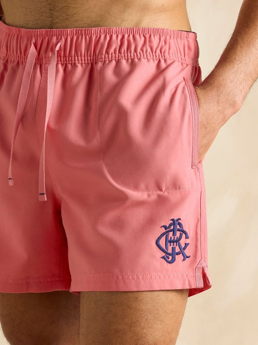 Overton Rose Pink Rugby Style Swim Shorts - RUTHERFORD & Co