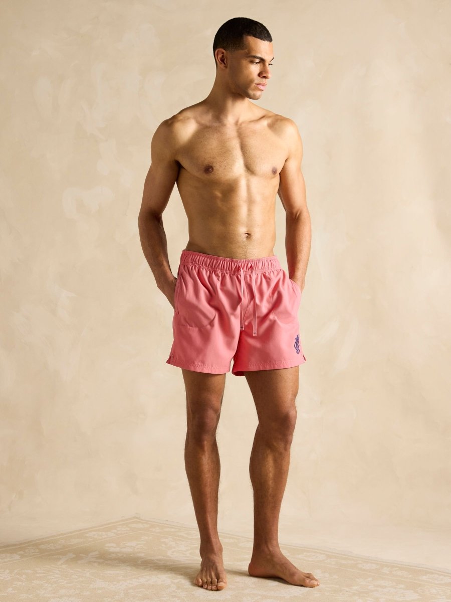 Overton Rose Pink Rugby Style Swim Shorts - RUTHERFORD & Co