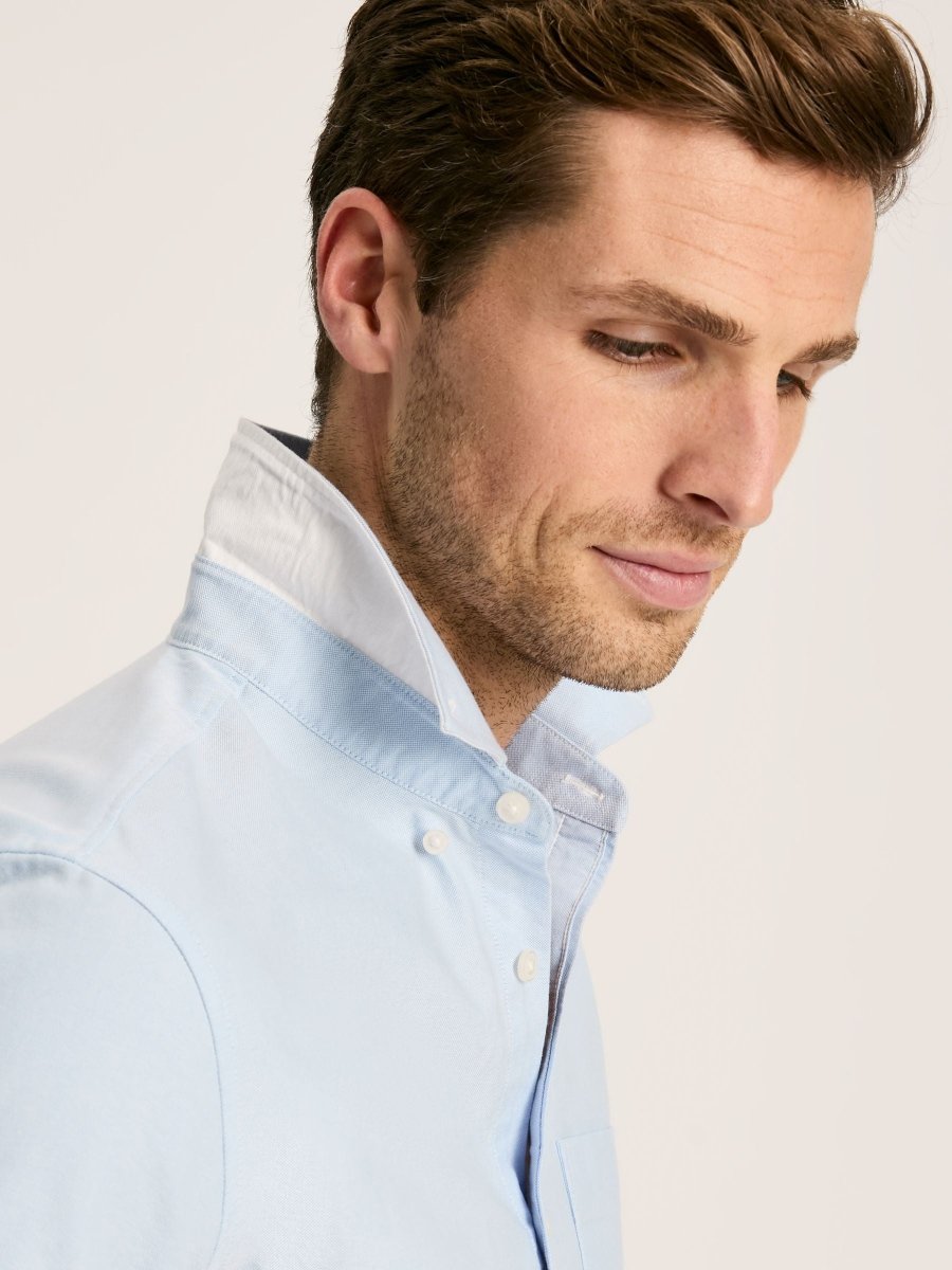 Oxford Blue Classic Fit Short Sleeve Shirt - RUTHERFORD & Co