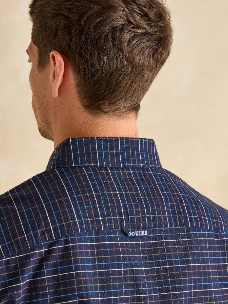 Oxford Navy Check Long Sleeve Classic Fit Shirt - RUTHERFORD & Co