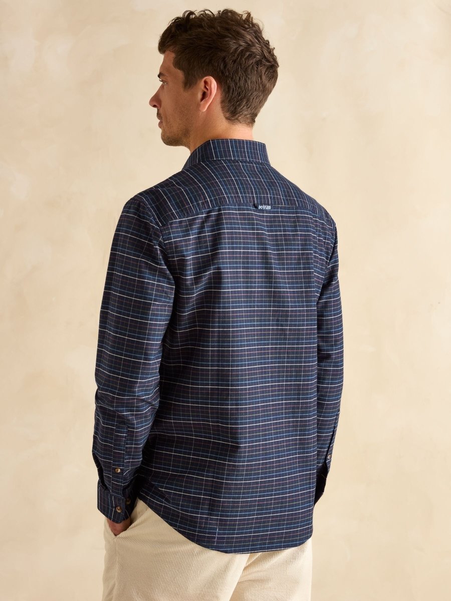 Oxford Navy Check Long Sleeve Classic Fit Shirt - RUTHERFORD & Co