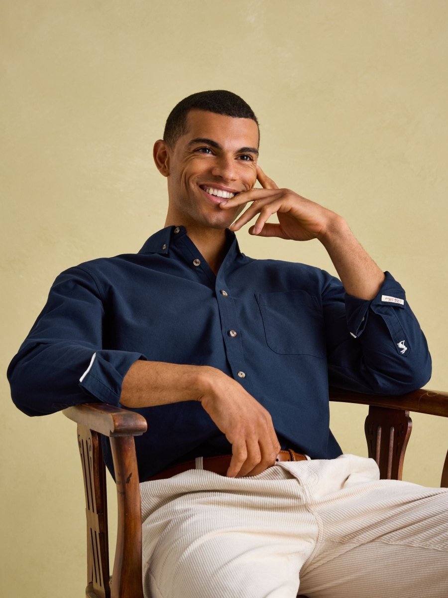 Oxford Navy Long Sleeve Classic Fit Shirt - RUTHERFORD & Co