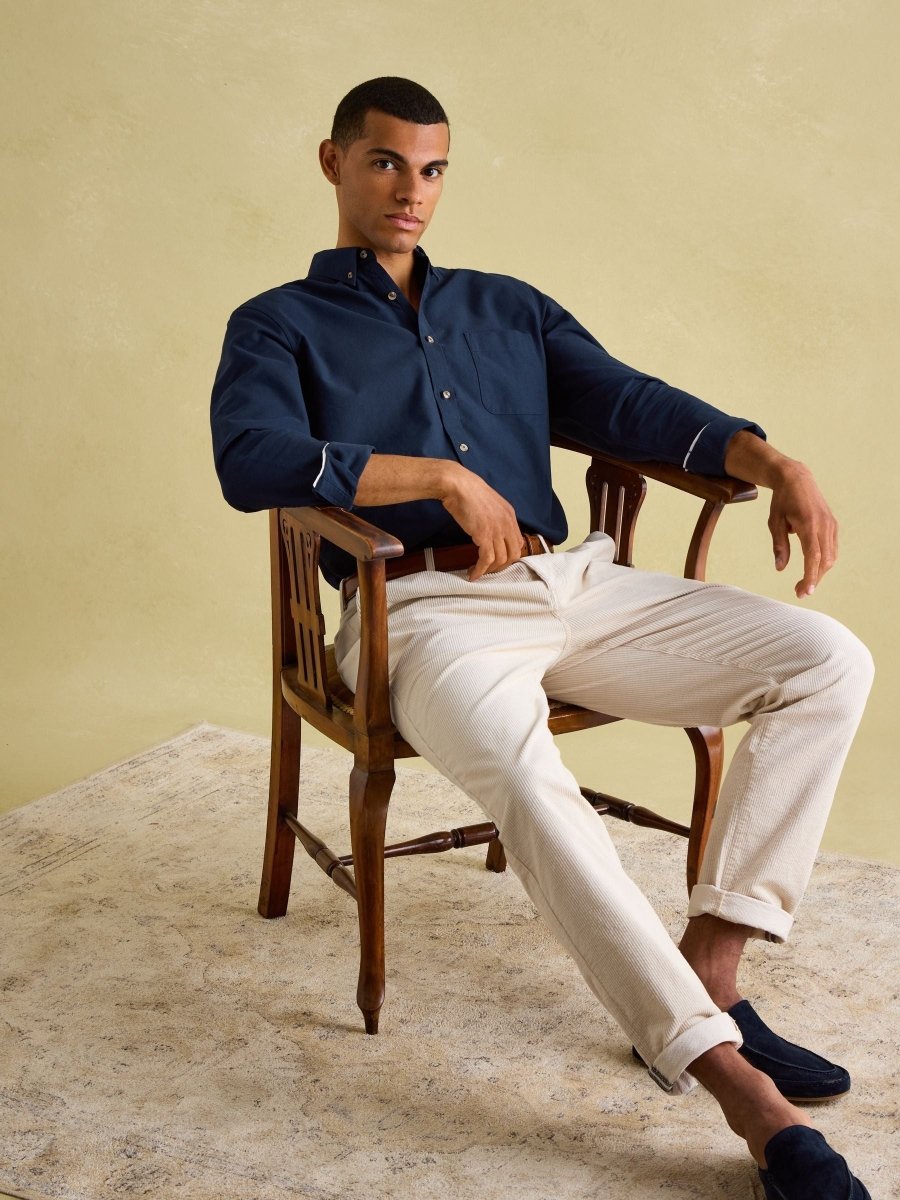 Oxford Navy Long Sleeve Classic Fit Shirt - RUTHERFORD & Co