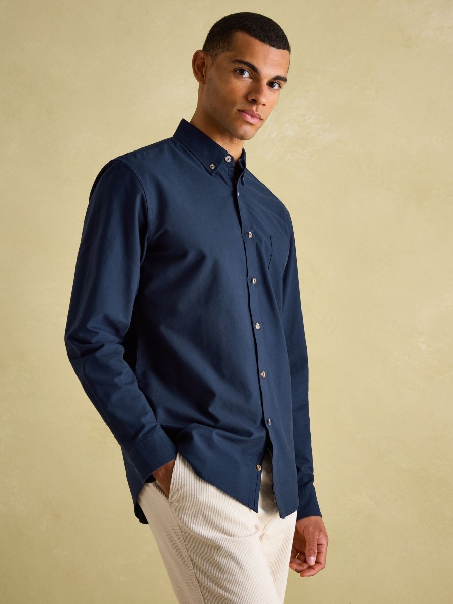 Oxford Navy Long Sleeve Classic Fit Shirt - RUTHERFORD & Co