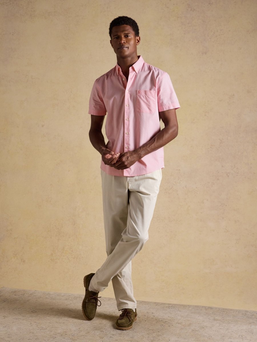 Oxford Pink Short Sleeve Classic Fit Cotton Shirt - RUTHERFORD & Co